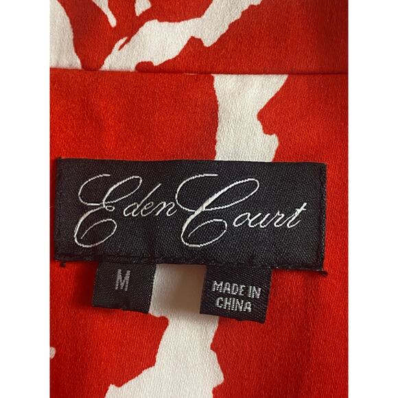 Eden Court Women's Red White Full Zip Drawstring Jacket Size Medium - Picture 3 of 7